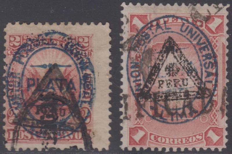 Peru 1883 — Scott 81 & 85 top value