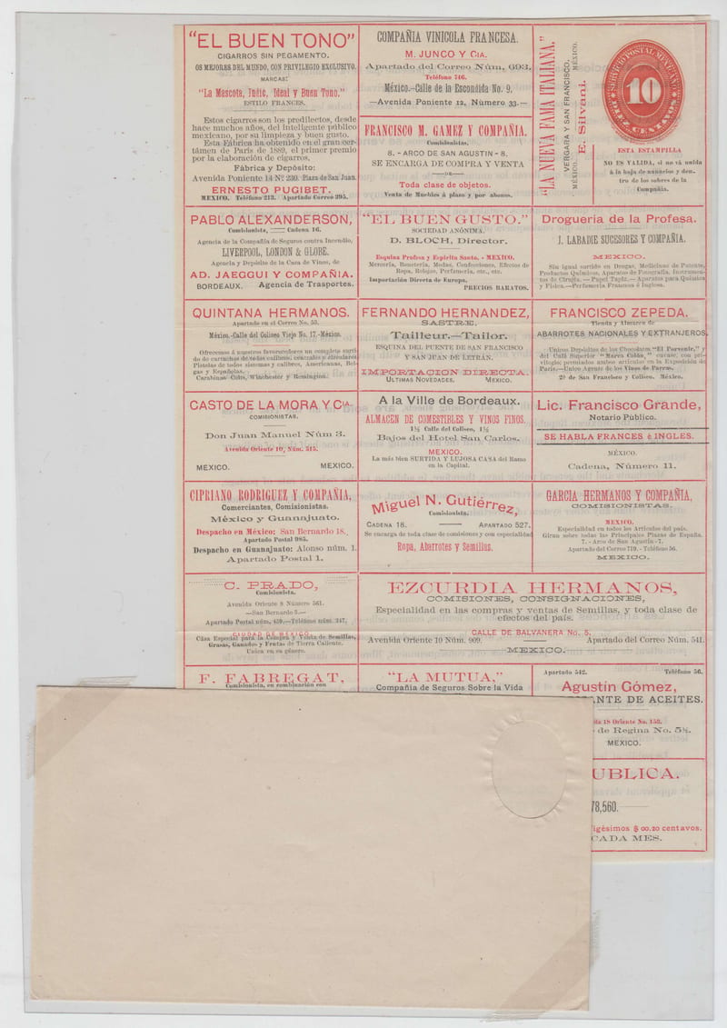 Mexico 1892 — Multi-advertising Envelope & Enclosed Letter Sheet