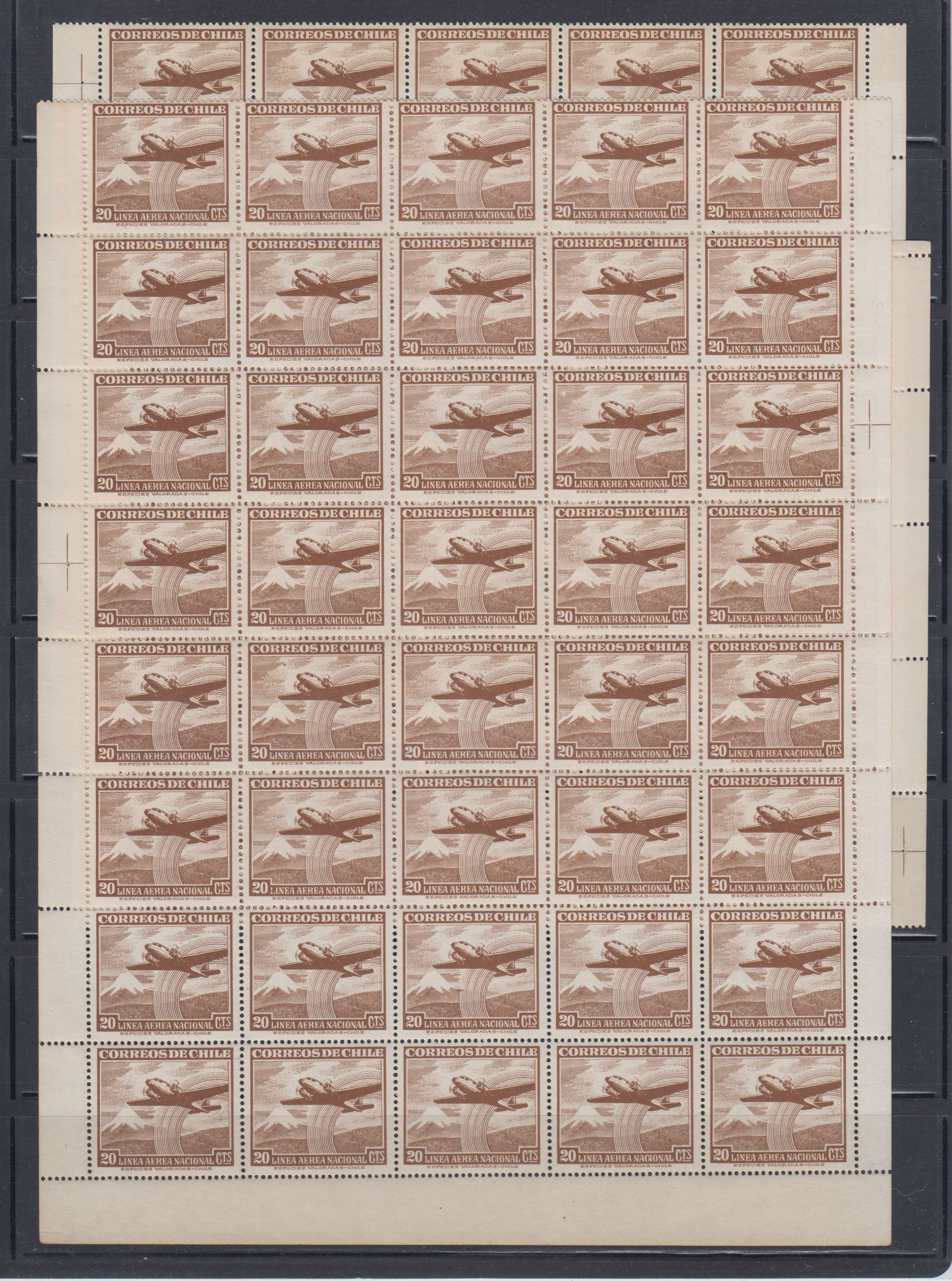 Chile 1951 — Scott 682a, 702a, 889a, 893, 893a, 894-895, 927-928, 940a, 942b & 947 + C155