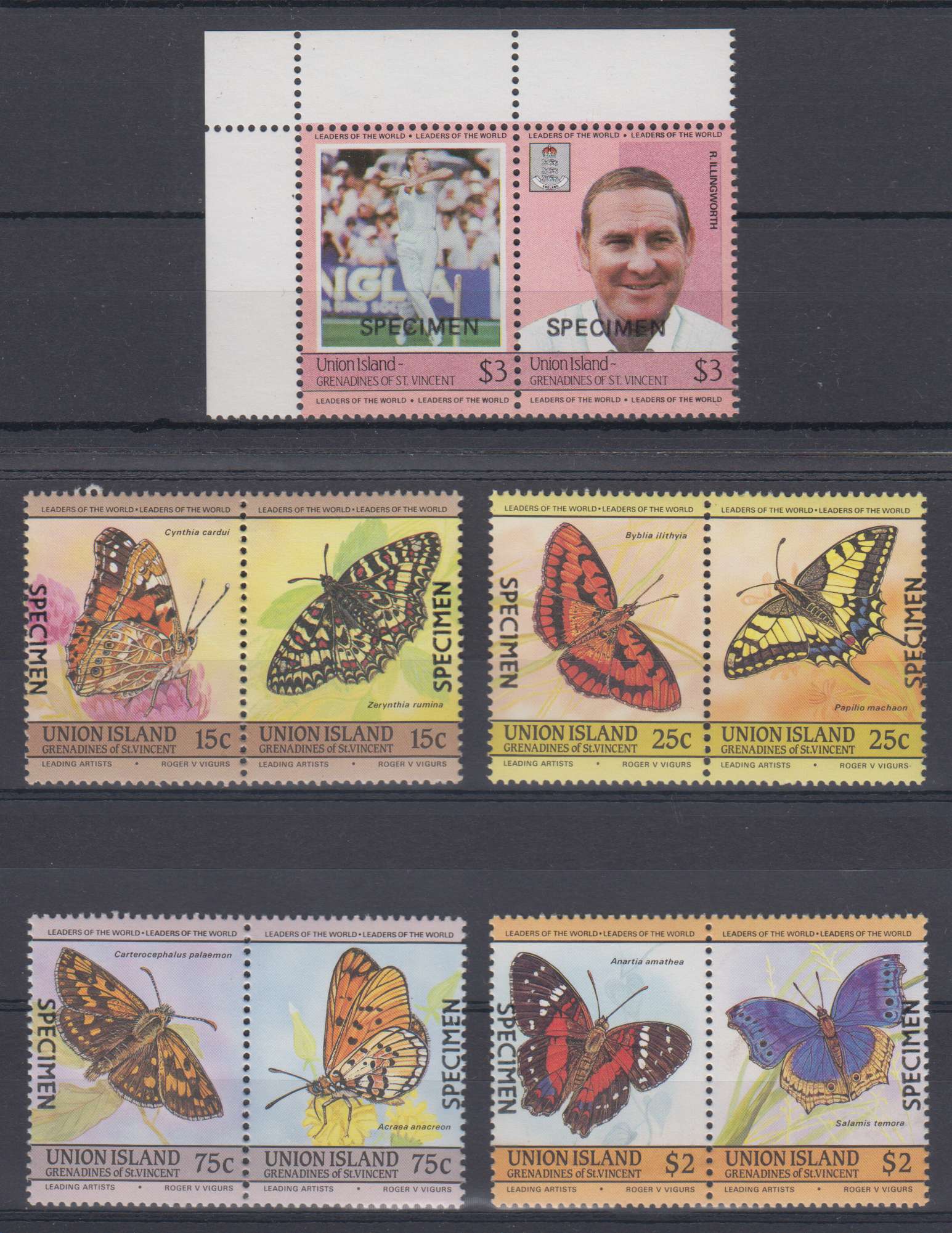 Saint Vincent Grenadines-Union Island 1984 — Cricket & butter flies