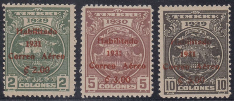 Costa Rica 1931 — Scott C11-c13