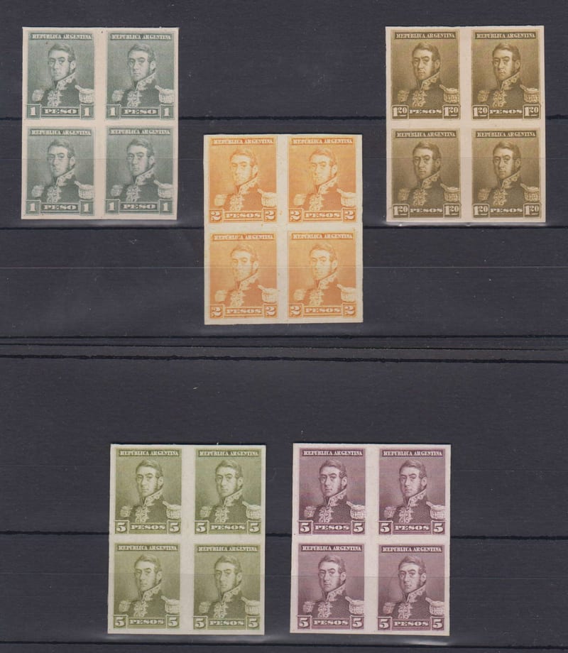 Argentina 1892 — Scott 118-121 top values