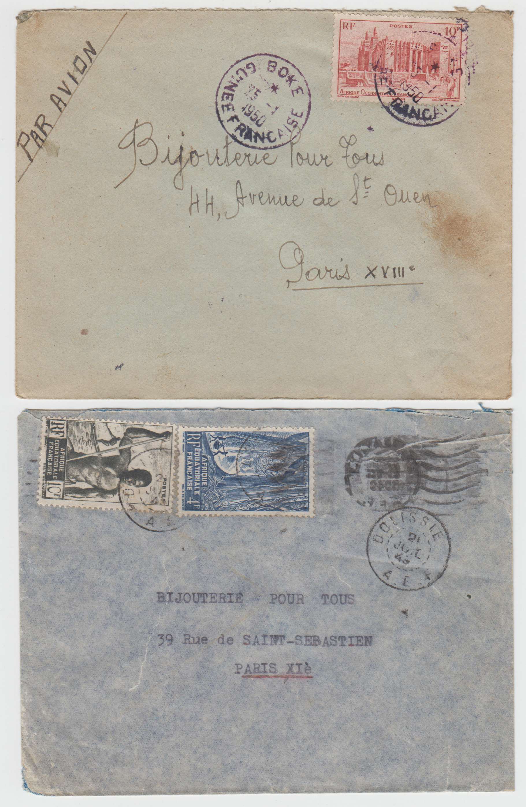 French West Africa 1948 — Cancels ON Covers, 30 airmails to Paris representative of different cities, Agnibilekrou…