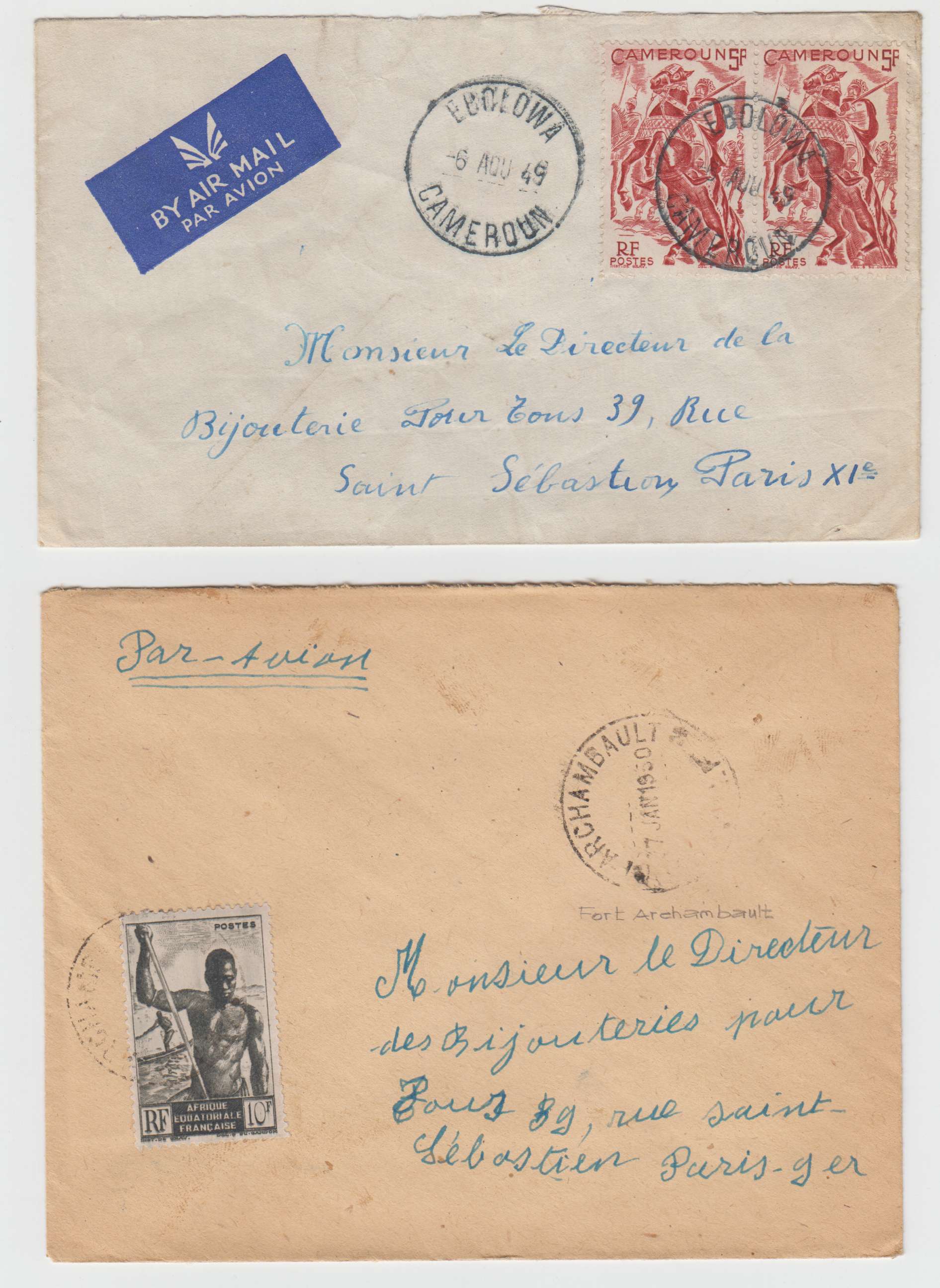 French West Africa 1948 — Cancels ON Covers, 30 airmails to Paris representative of different cities, Agnibilekrou…