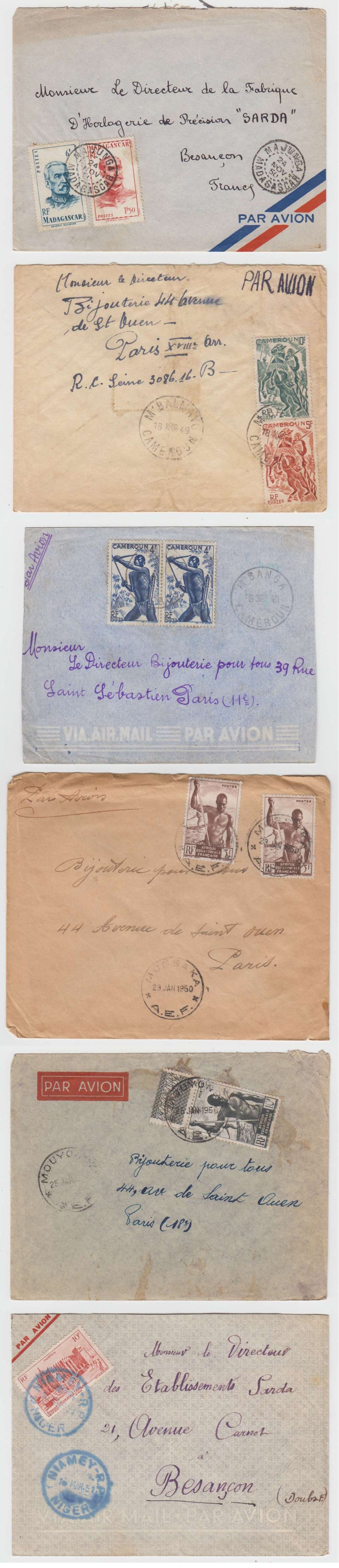French West Africa 1948 — Cancels ON Covers, 30 airmails to Paris representative of different cities, Agnibilekrou…