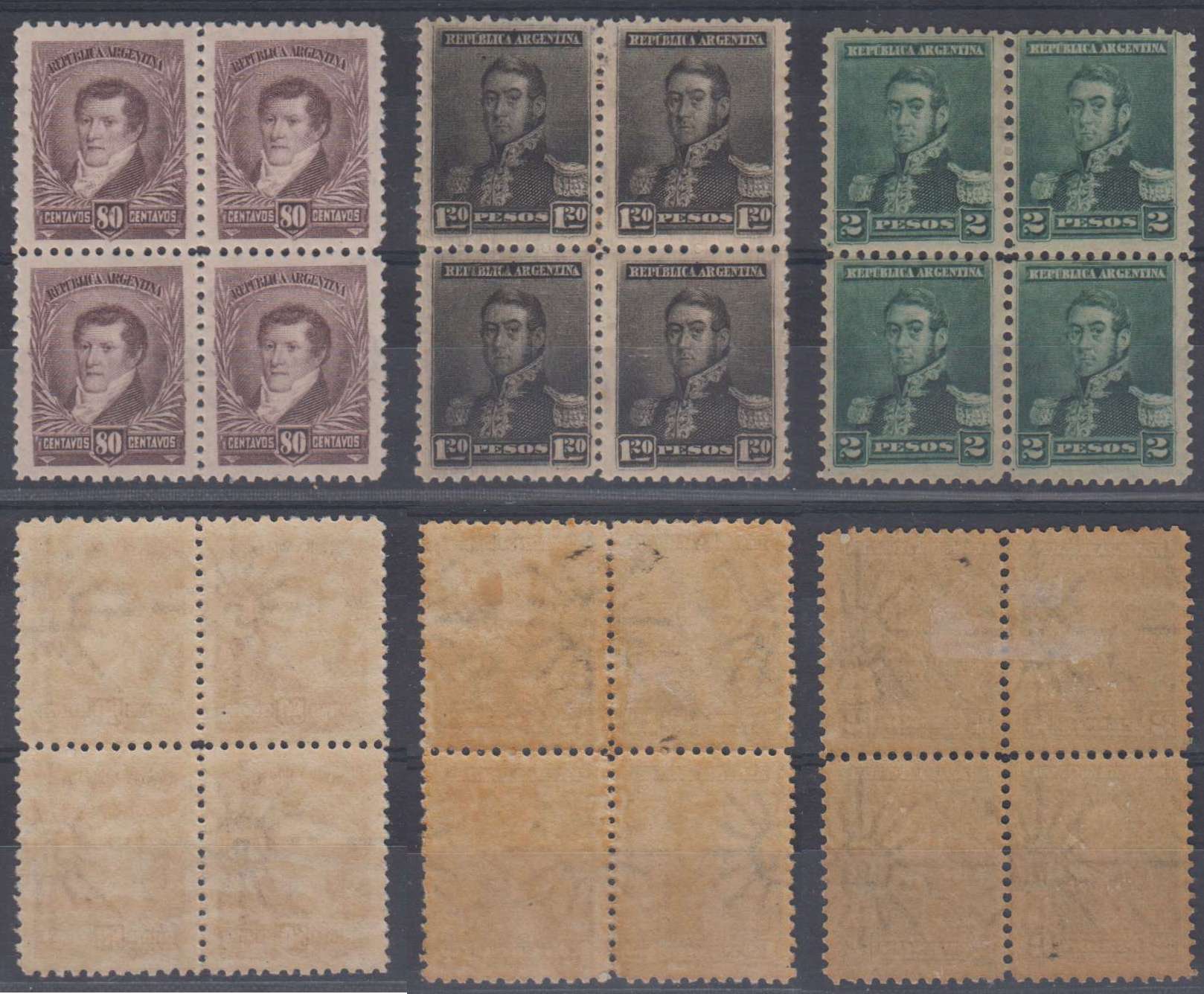 Argentina 1896 — Scott 111-117 & 119-120