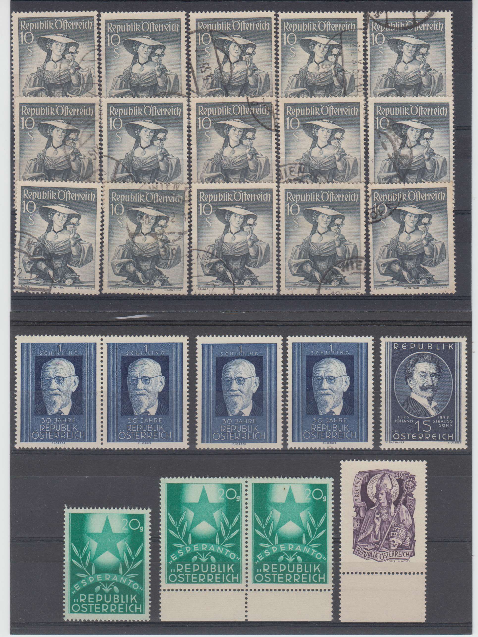 Austria 1948 — Scott 556-557, 561, 563-564 & 610