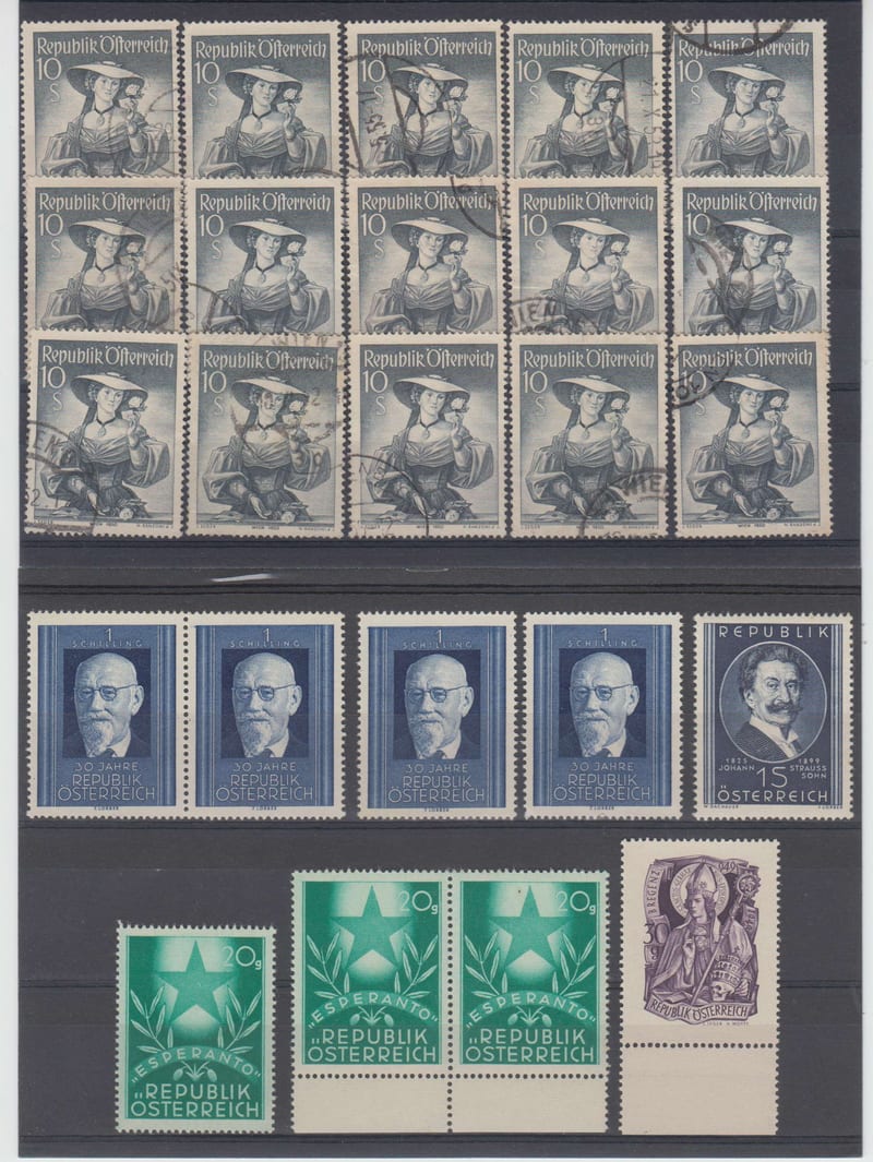 Austria 1948 — Scott 556-557, 561, 563-564 & 610