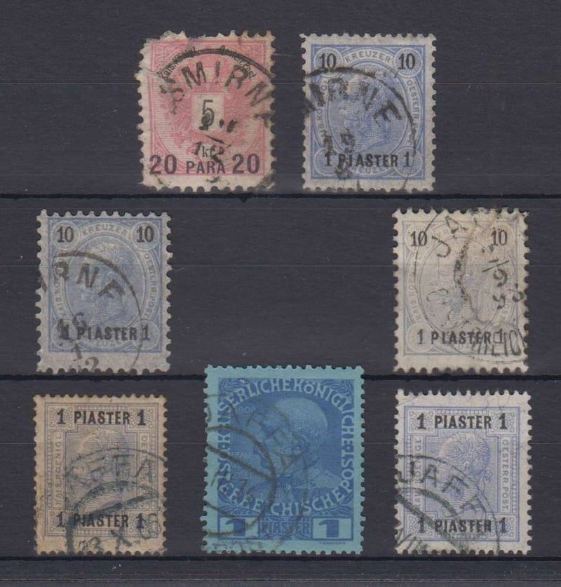 Austria Offices in Turkey 1888 — Used in Holyland & cancels