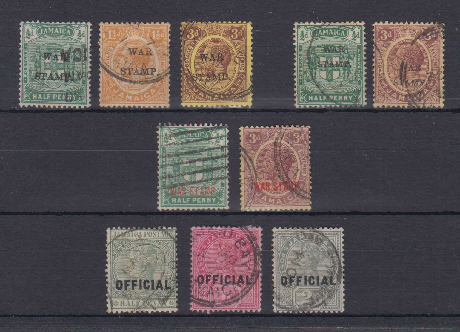 Jamaica 1890 — War Tax & Official stamps