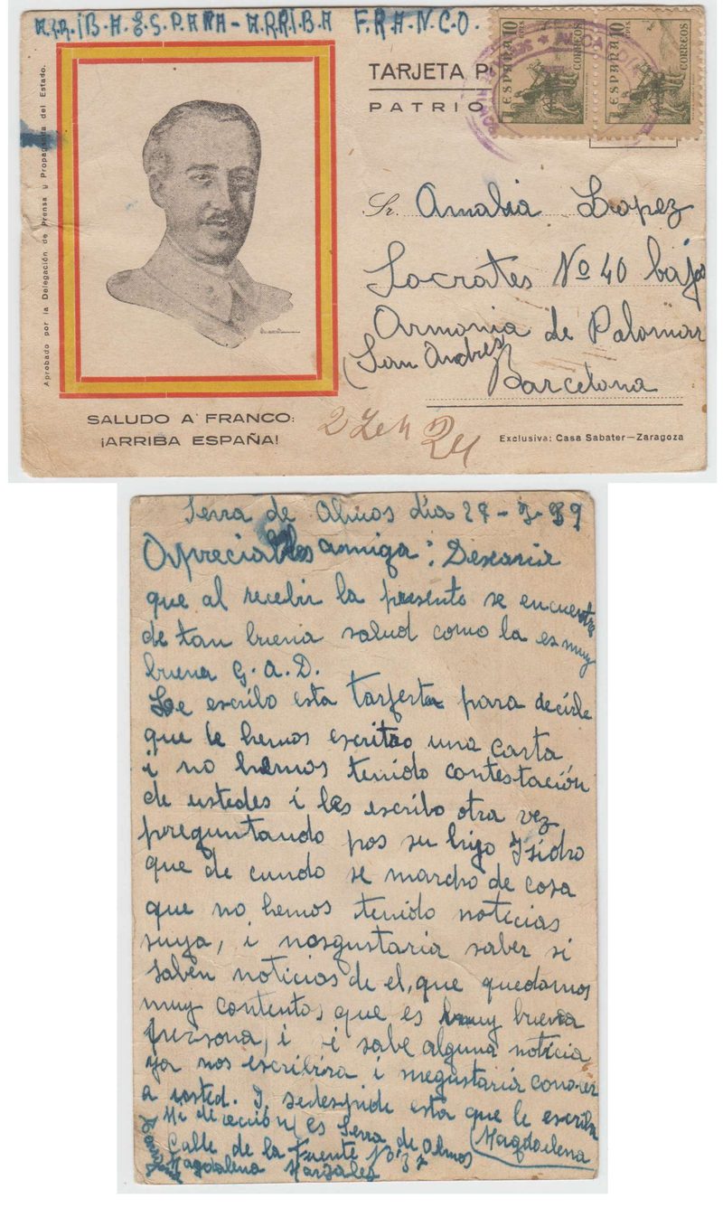 Spain 1939 — Civil War, Patriotic Ppc, picturing Franco