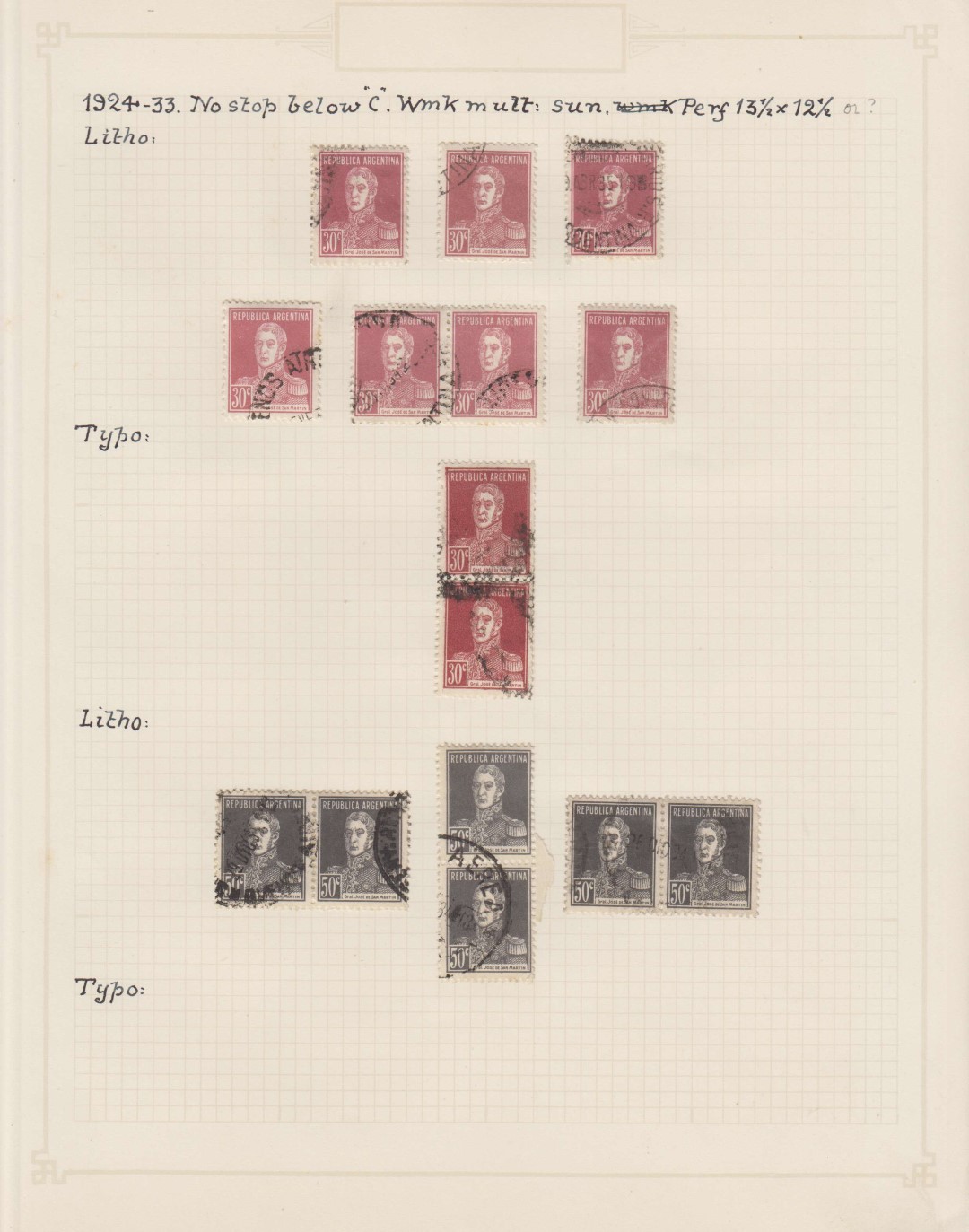 Argentina 1911 — Better collection mounted on 19 album pages with 239 stamps including key values &…