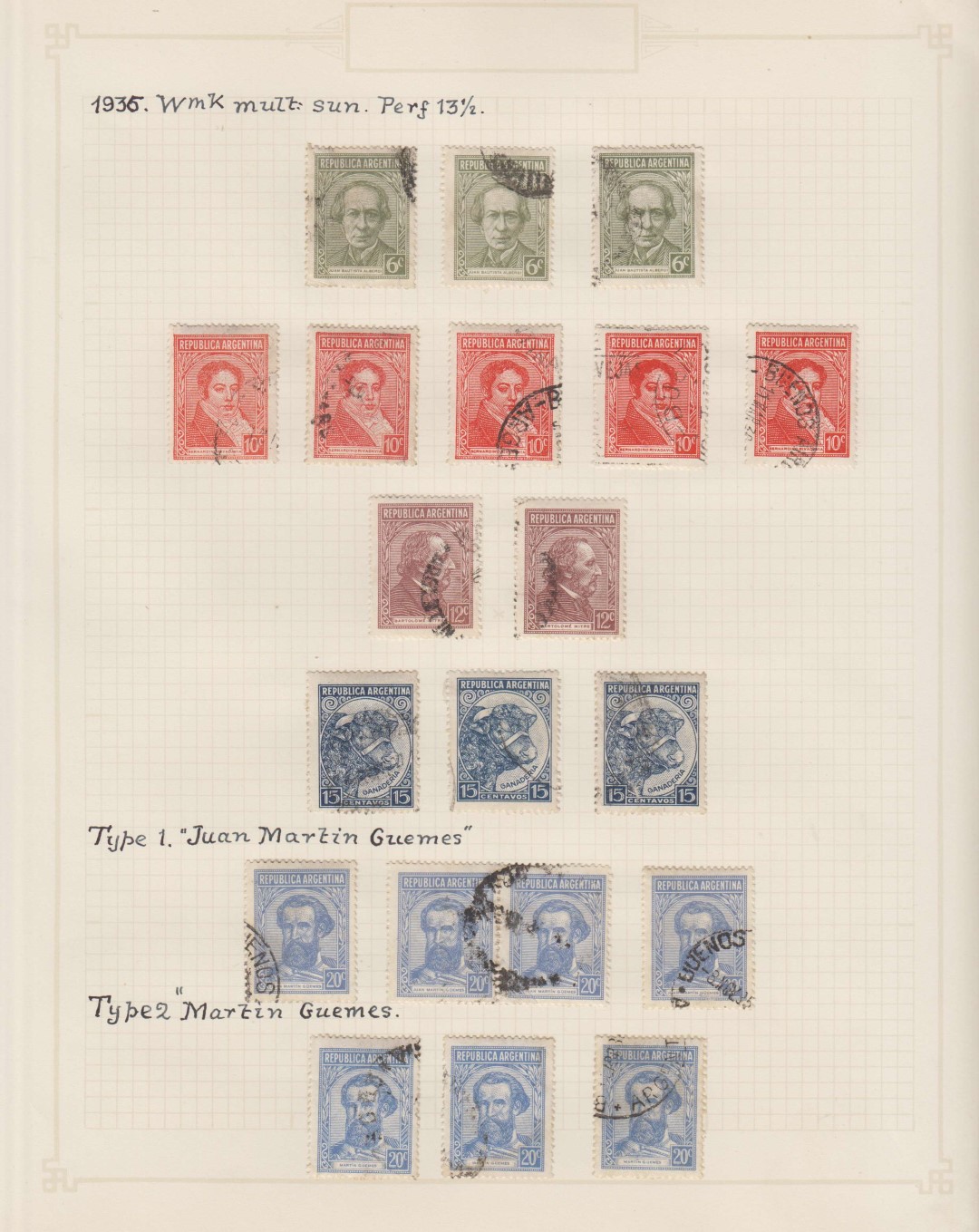 Argentina 1911 — Better collection mounted on 19 album pages with 239 stamps including key values &…