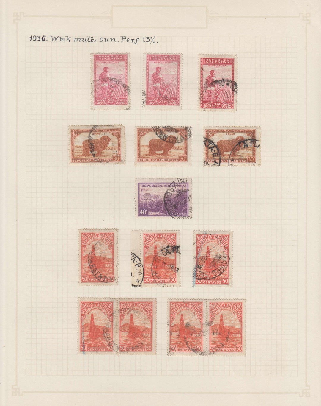 Argentina 1911 — Better collection mounted on 19 album pages with 239 stamps including key values &…