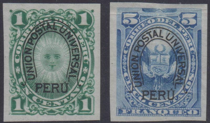 Peru 1883 — Upu Peru horseshoe overprint