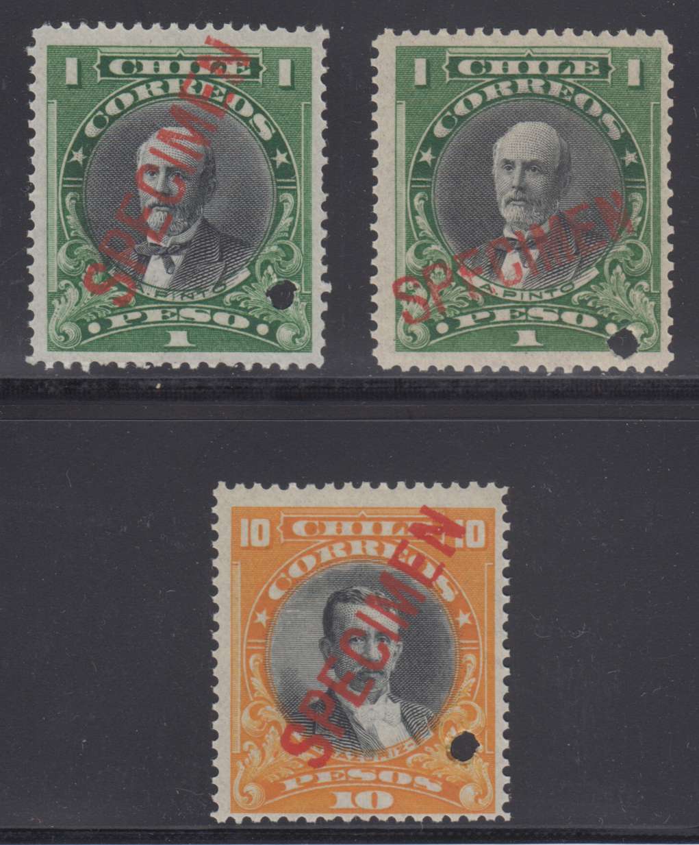 Chile 1911 — Scott 109 & 112 top value