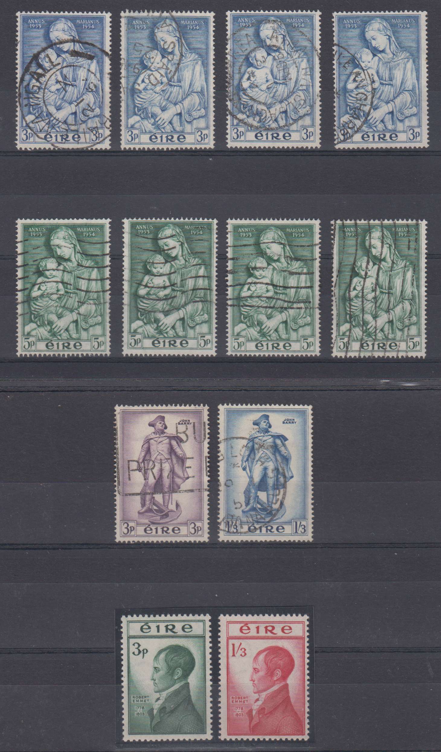 Ireland 1953 — Scott 149-152 & 155-156