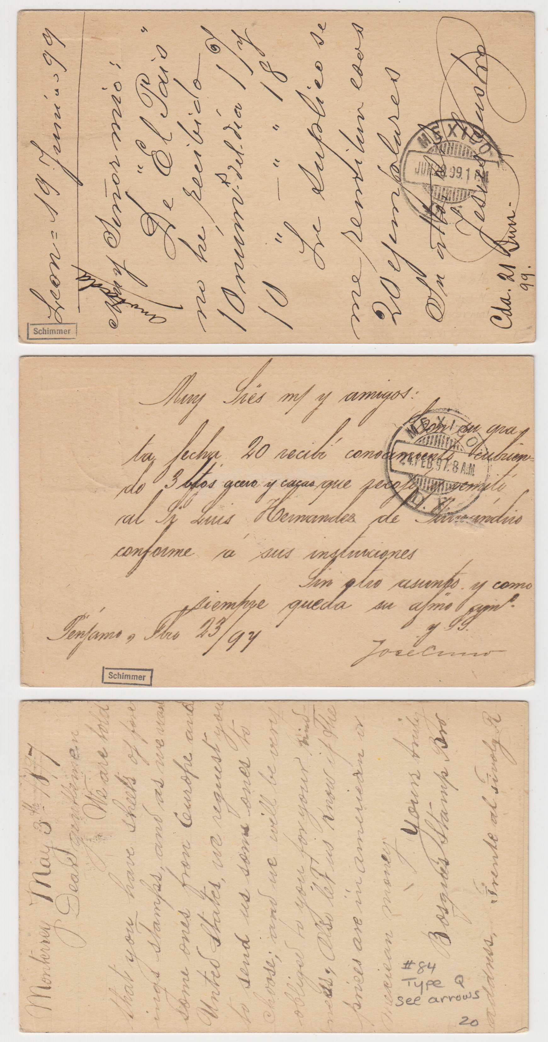Mexico 1896 — Mepsi Pc68, 76, 79 & 82