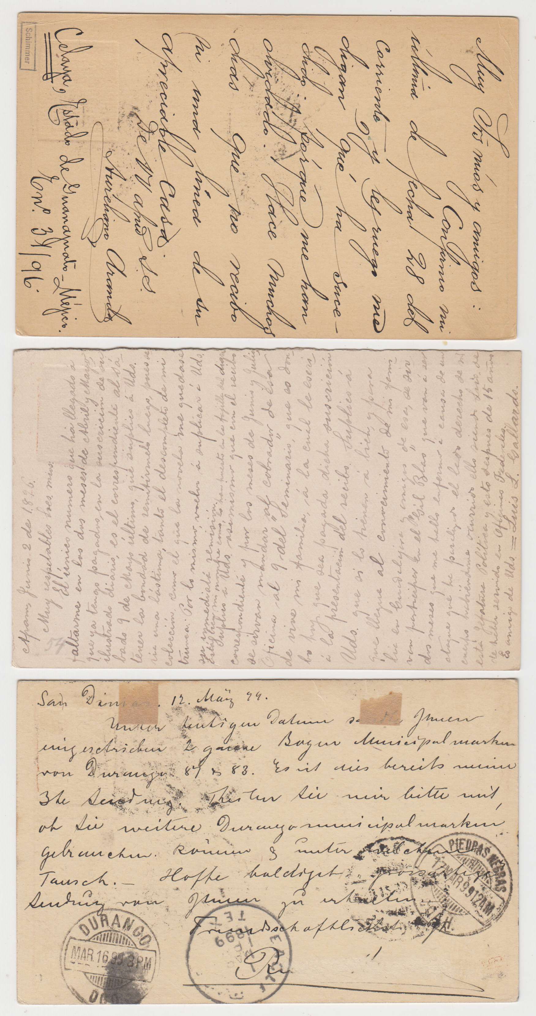 Mexico 1896 — Mepsi Pc68, 76, 79 & 82