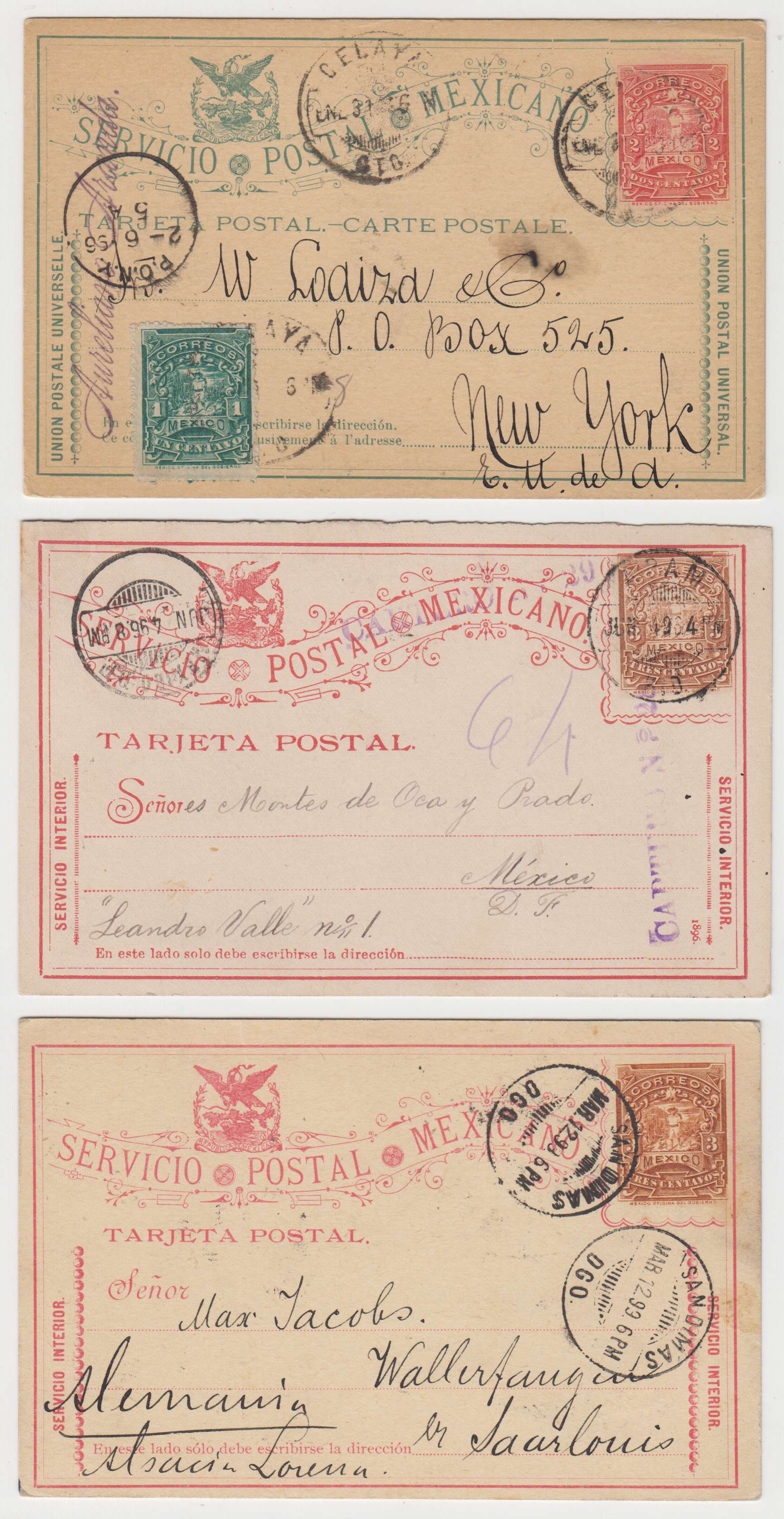 Mexico 1896 — Mepsi Pc68, 76, 79 & 82