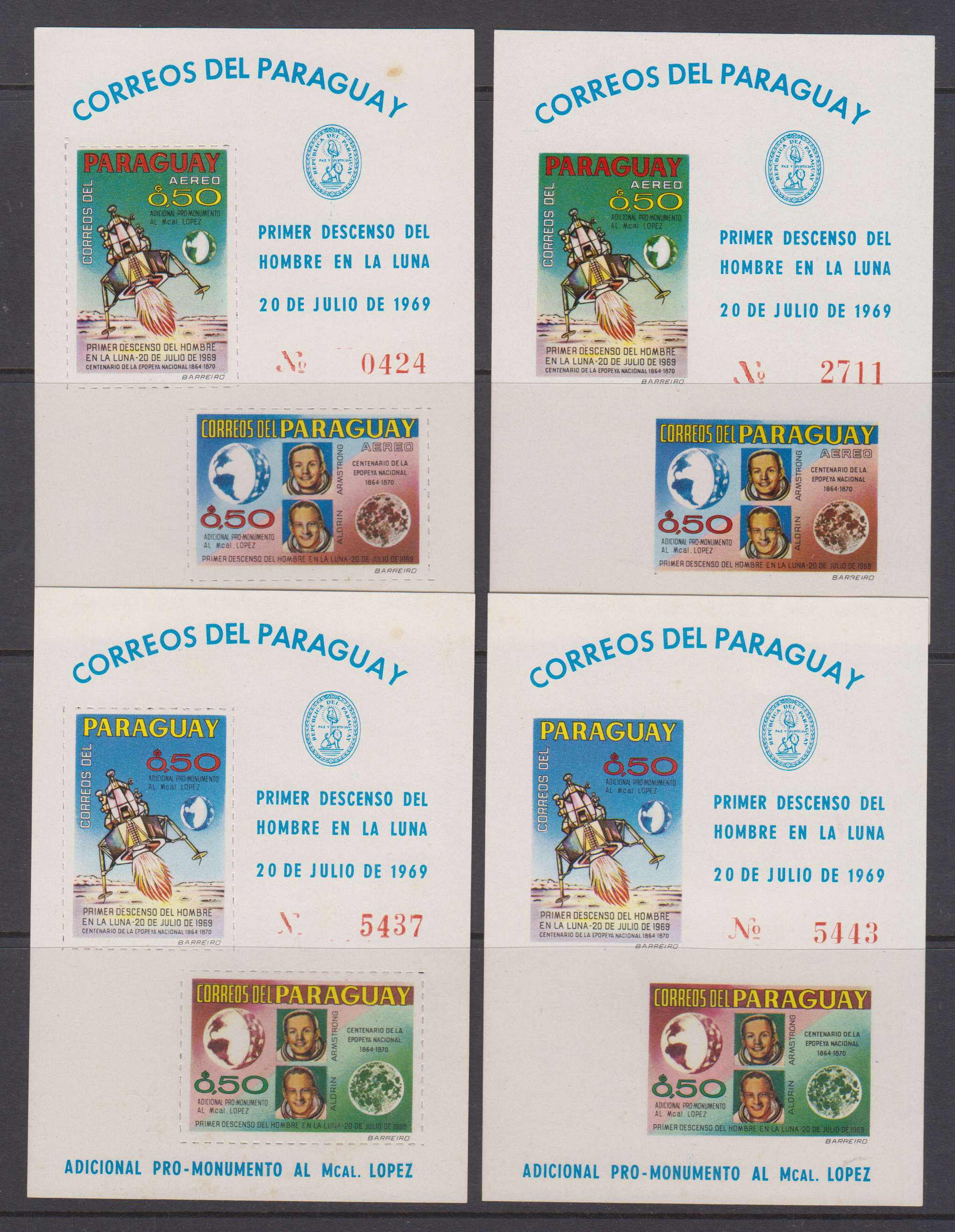 Paraguay 1969 — Unlisted full sets including 8 stamps & 4 souvenir sheets (imperf or with stamps…