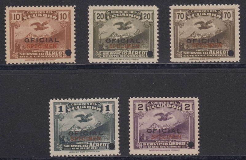 Ecuador 1937 — Air Post official stamps