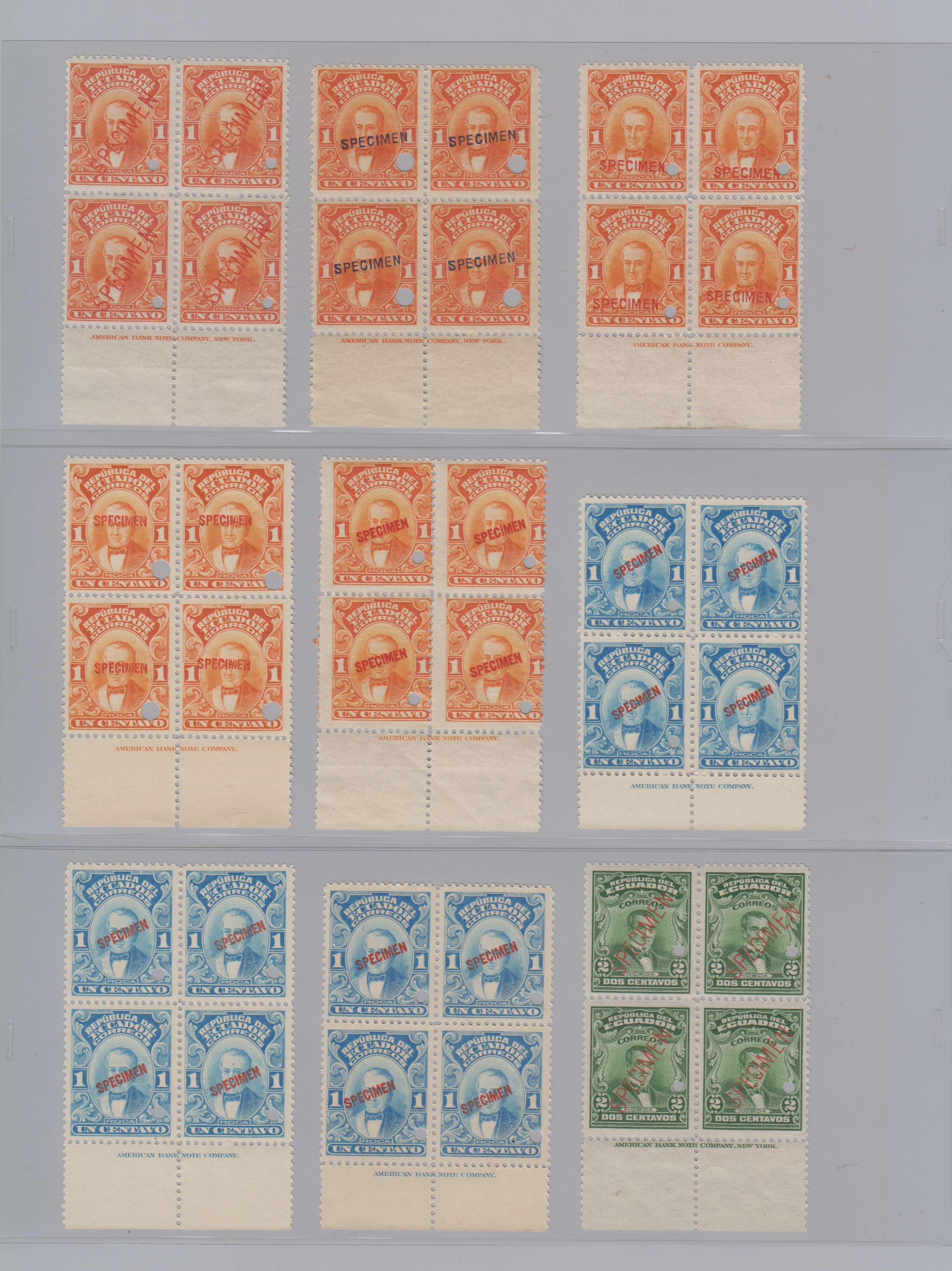 Ecuador 1911 — Scott 199 thru 215 top value, not complete