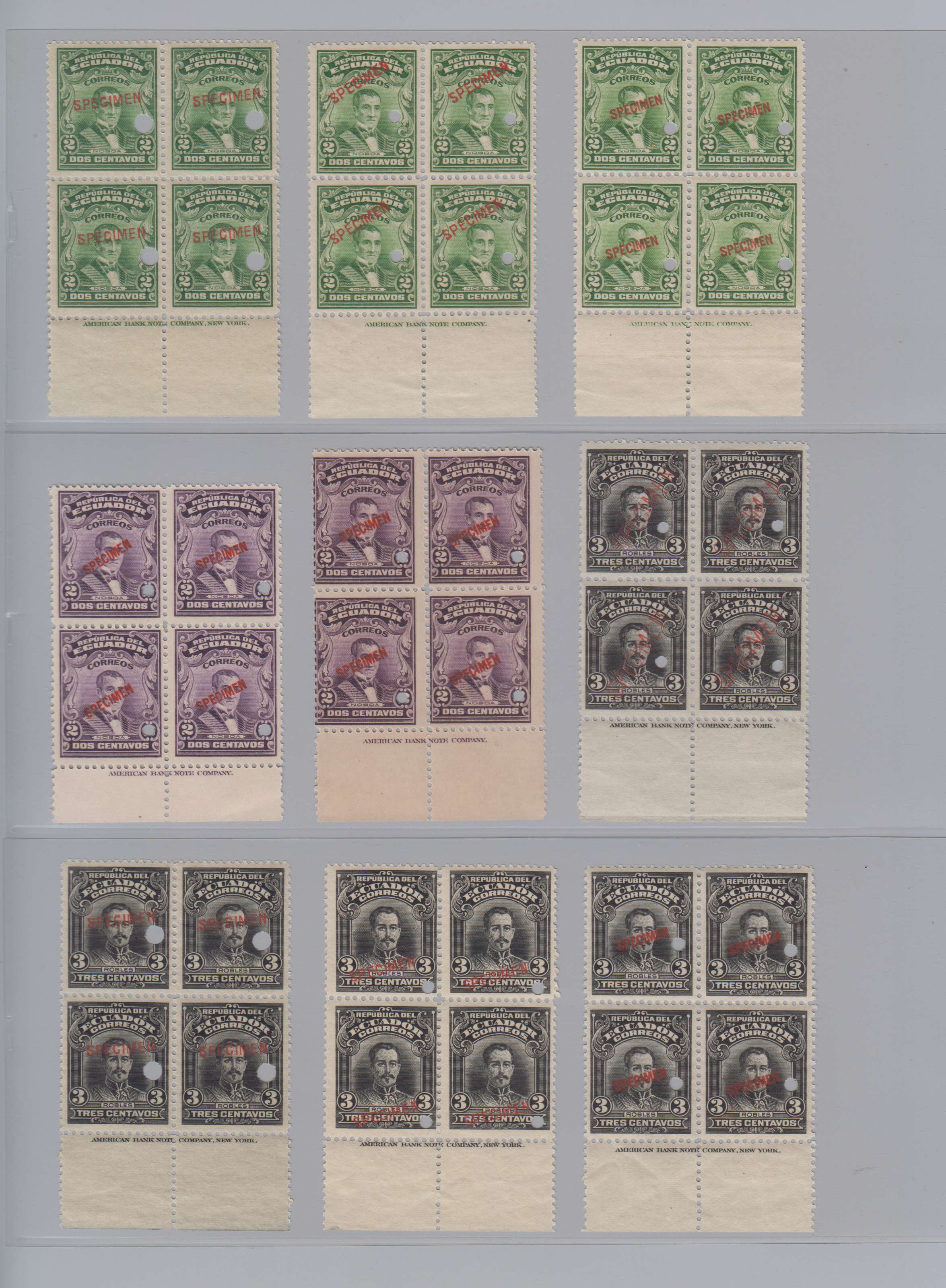 Ecuador 1911 — Scott 199 thru 215 top value, not complete