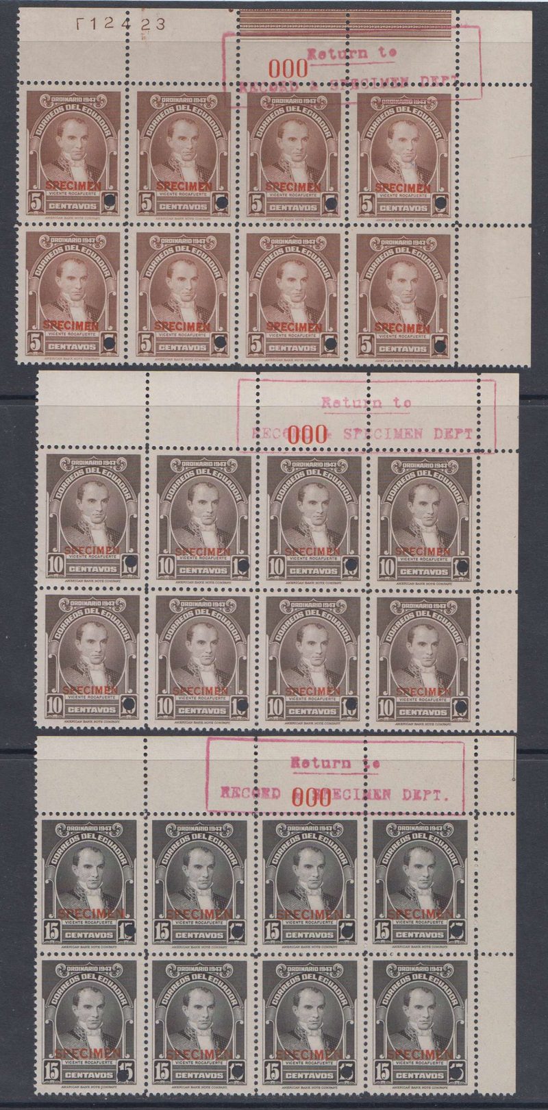 Ecuador 1947 — Scott 475-483