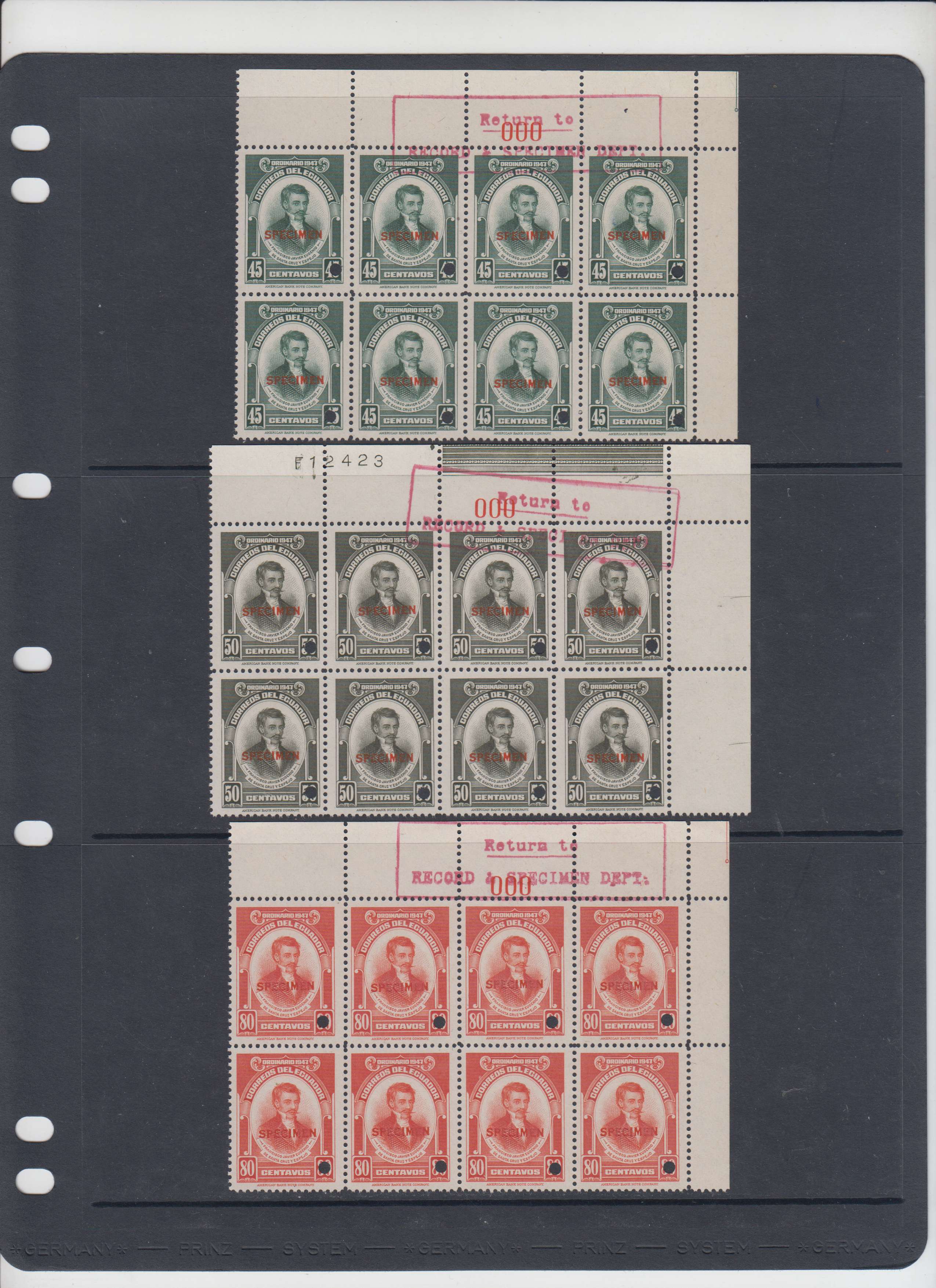 Ecuador 1947 — Scott 475-483