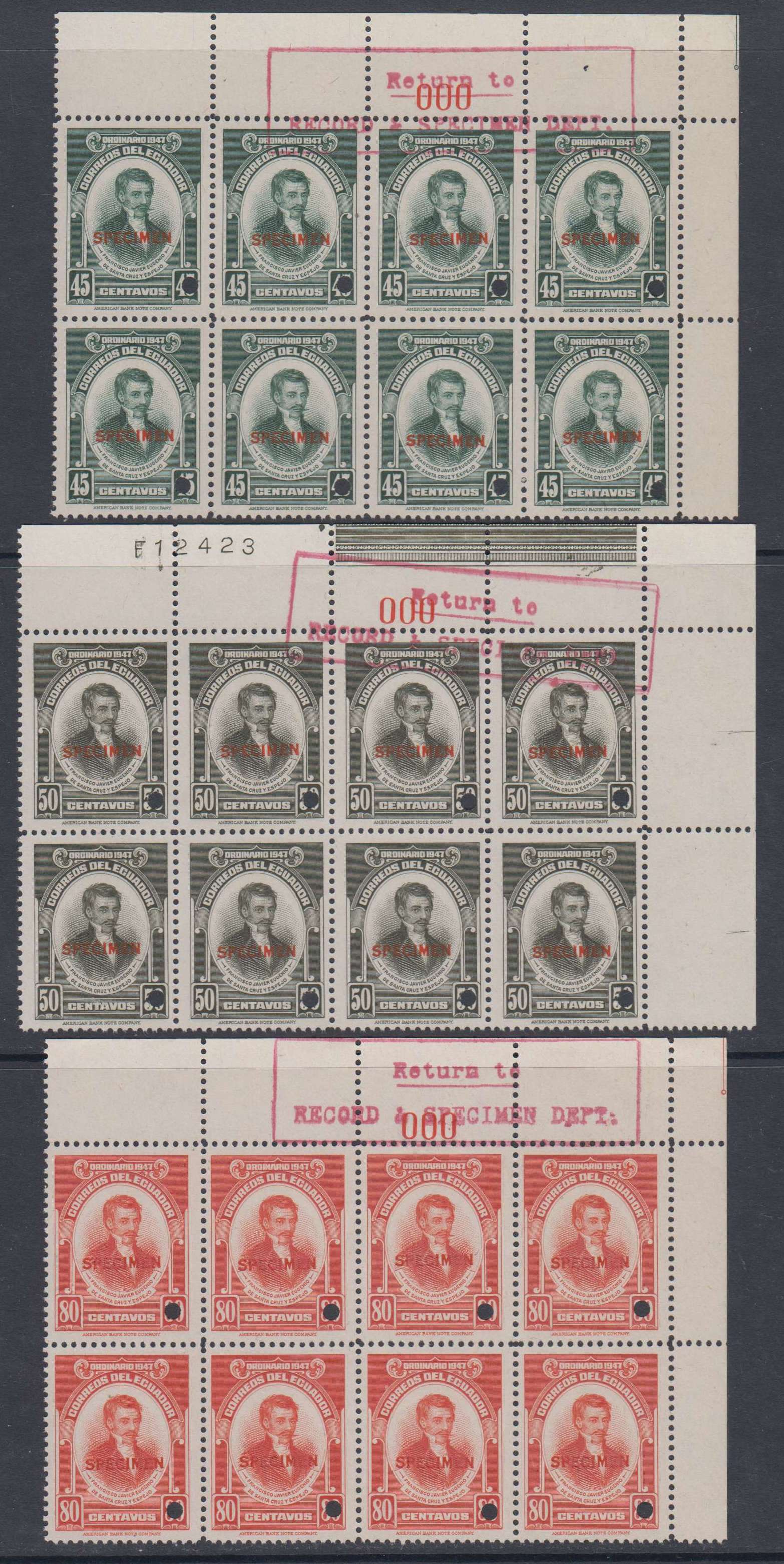 Ecuador 1947 — Scott 475-483