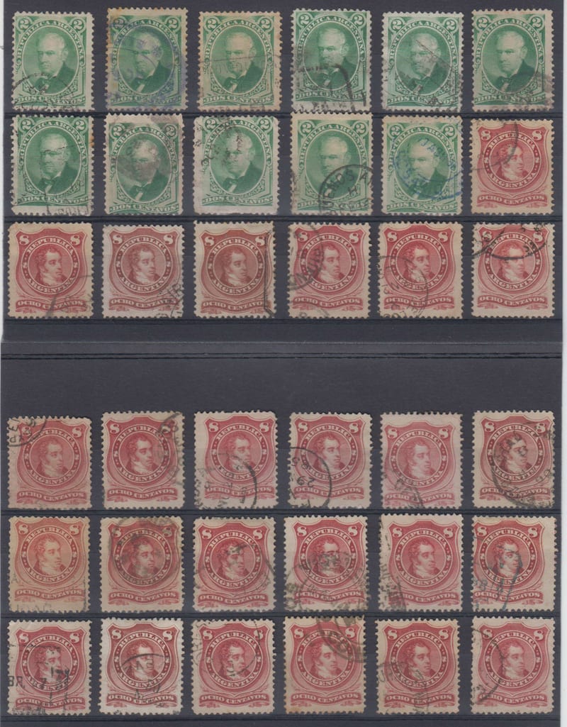 Argentina 1877 — Scott 38-40, 38a, 39a & 56
