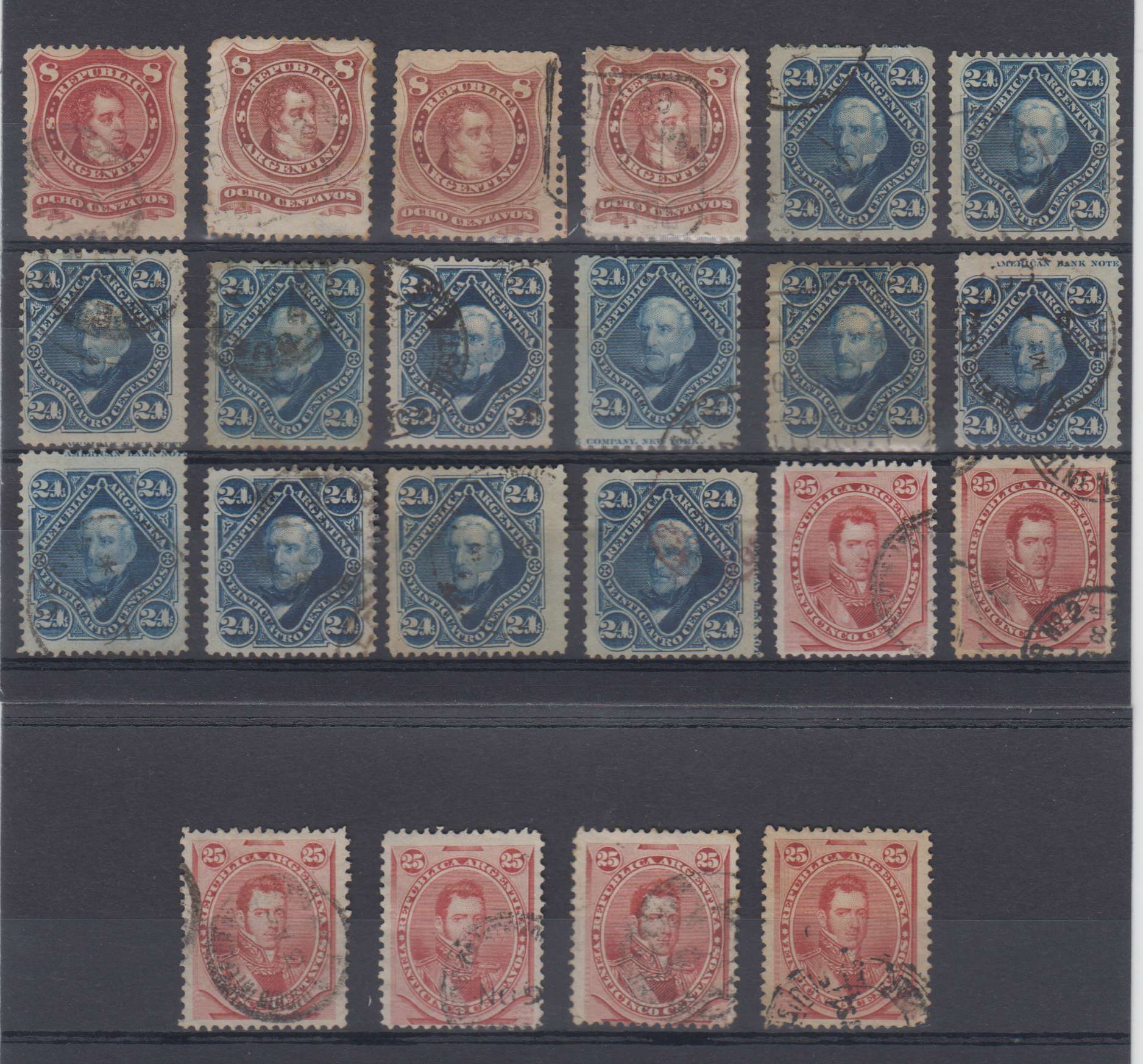 Argentina 1877 — Scott 38-40, 38a, 39a & 56