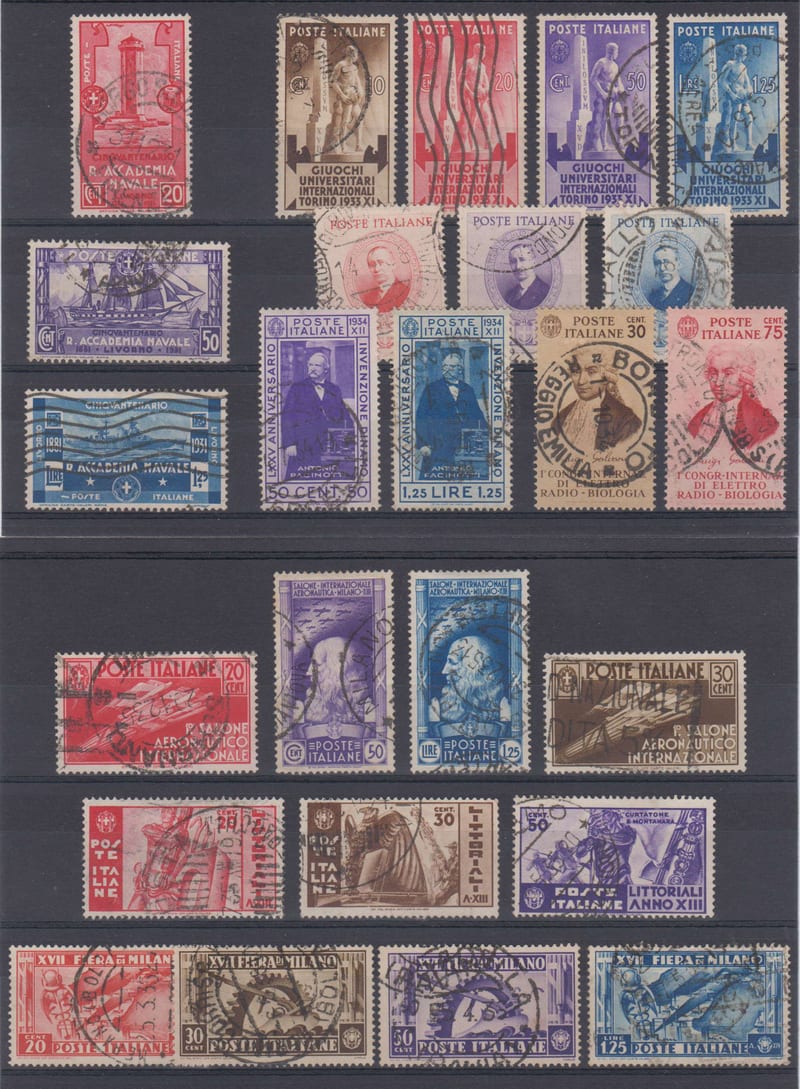 Italy 1931 — Scott 265-267, 306-309, 322-232, 329-330, 342-348, 355-358 & 397-399