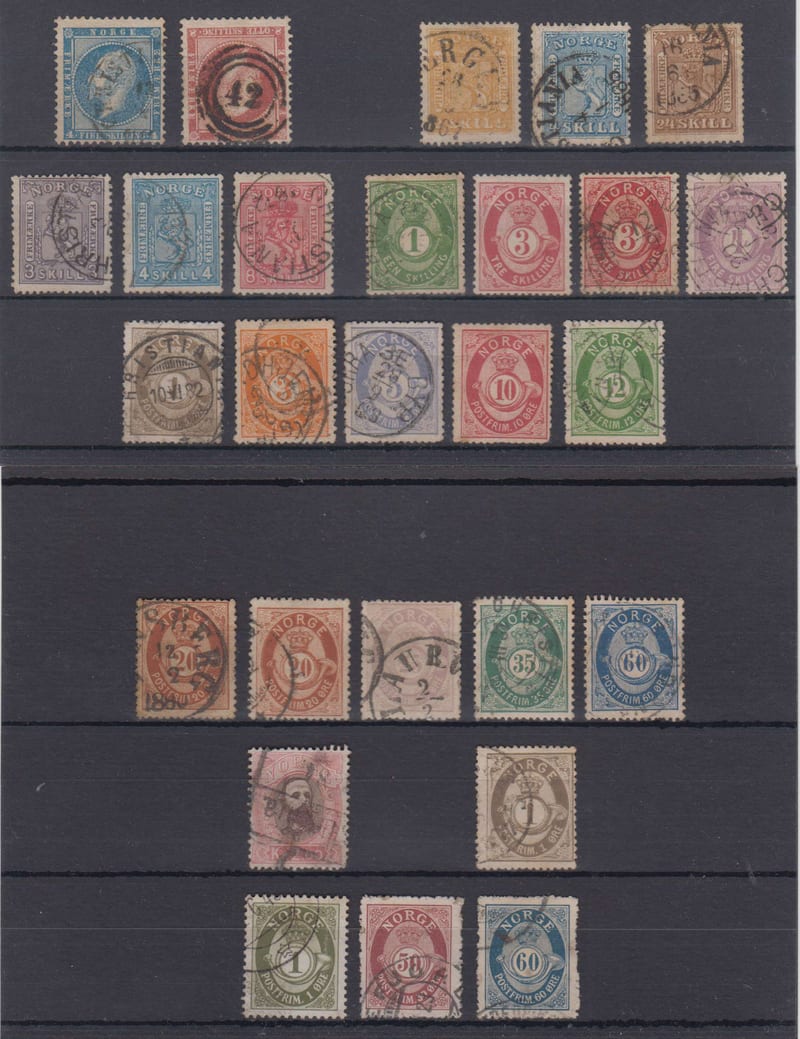 Norway 1856 — Scott 4 thru 58 not complete