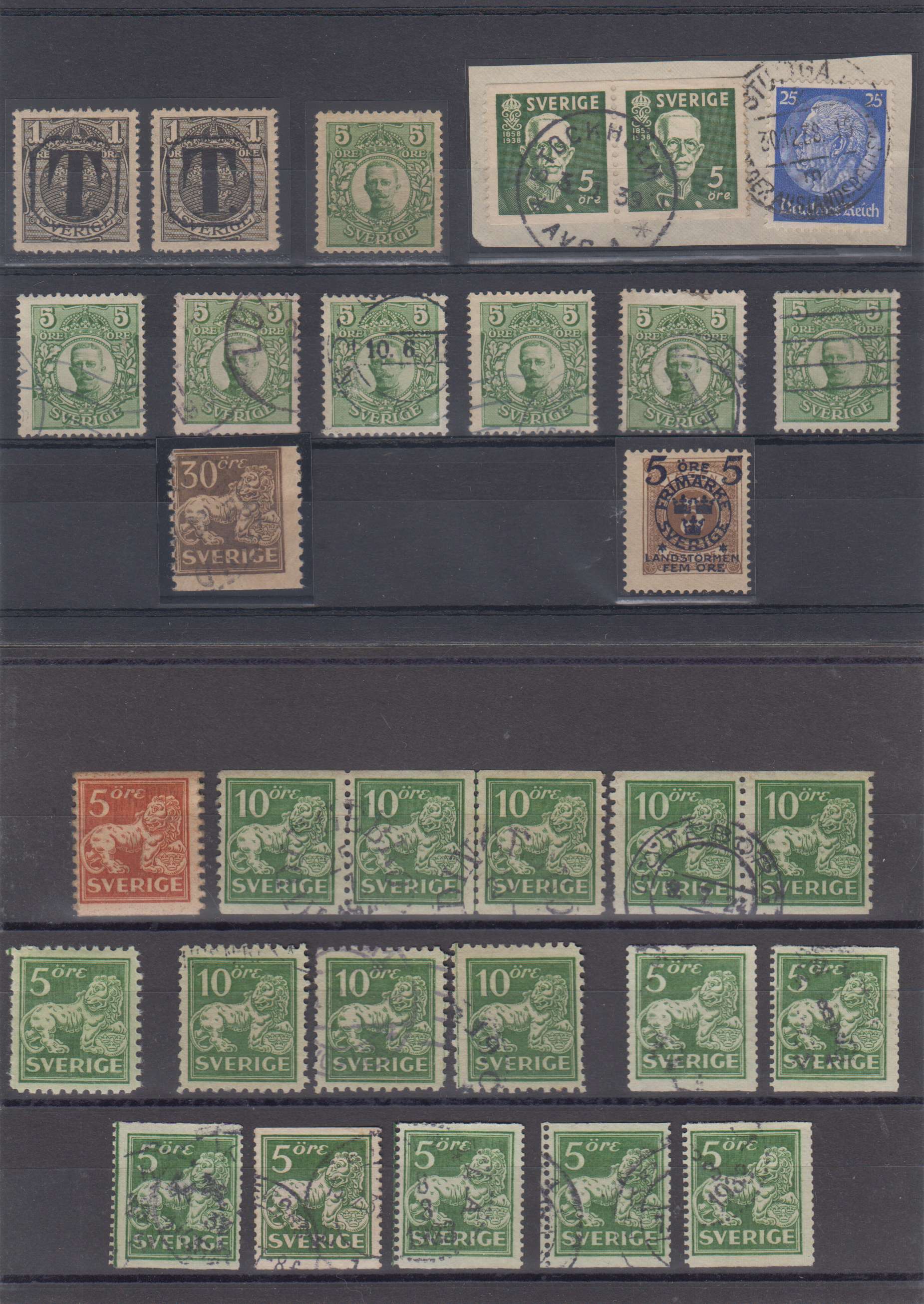 Sweden — Better selection on cards including Scott 67, 70, 77, 117 thru 132, 248-262, 1588a, B14 &…