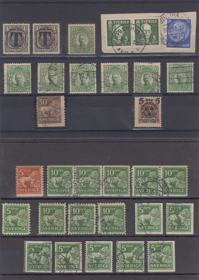 Sweden — Better selection on cards including Scott 67, 70, 77, 117 thru 132, 248-262, 1588a, B14…
