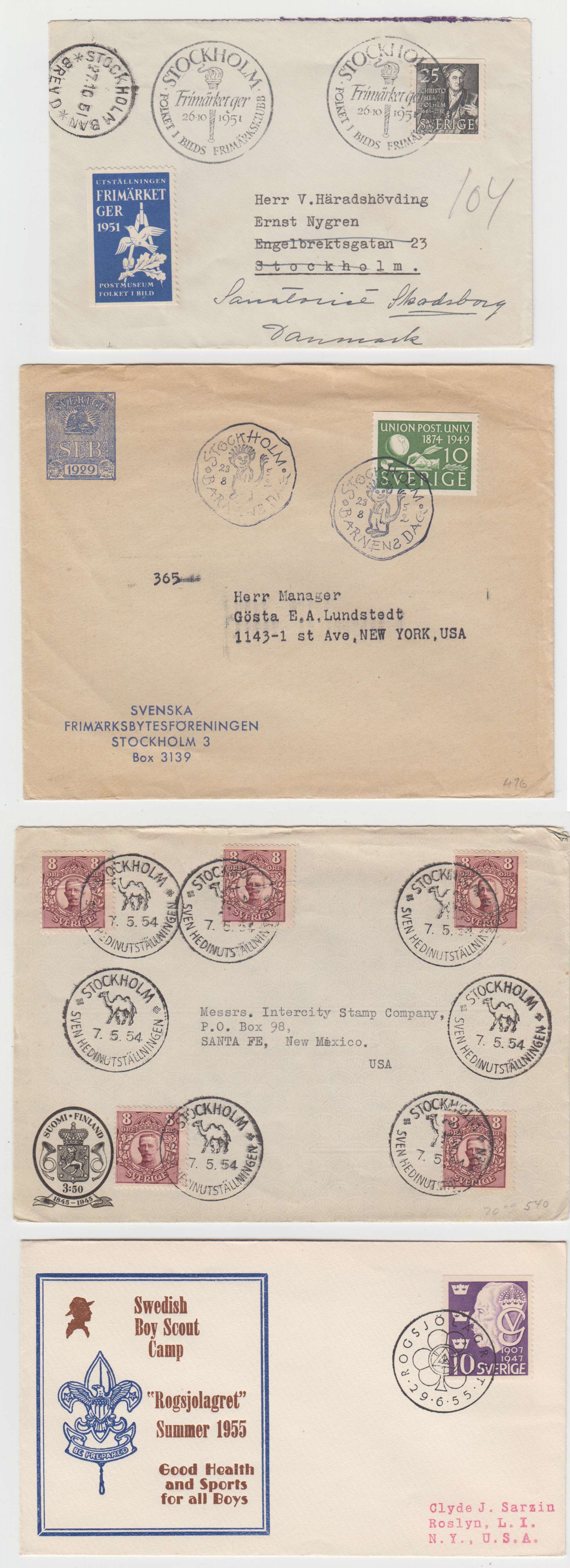 Sweden 1941 — Special cancels on 31 covers, cards or Ppc including better with Boy Scouts, United…