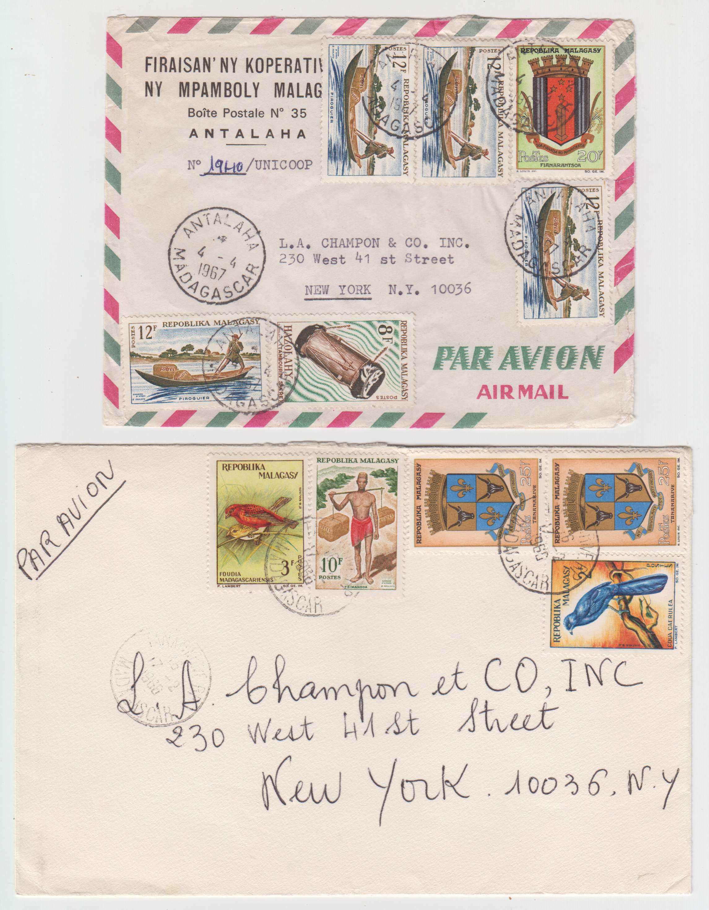 Malagasy Republic 1965 — Airmails to New York