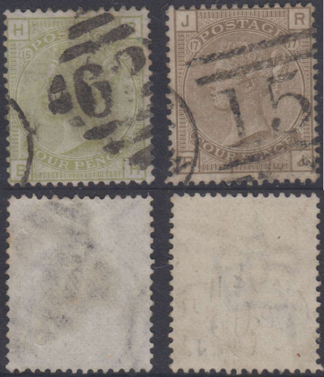 Great Britain 1876 — Scott 70 plate 15 & 84 plate 17