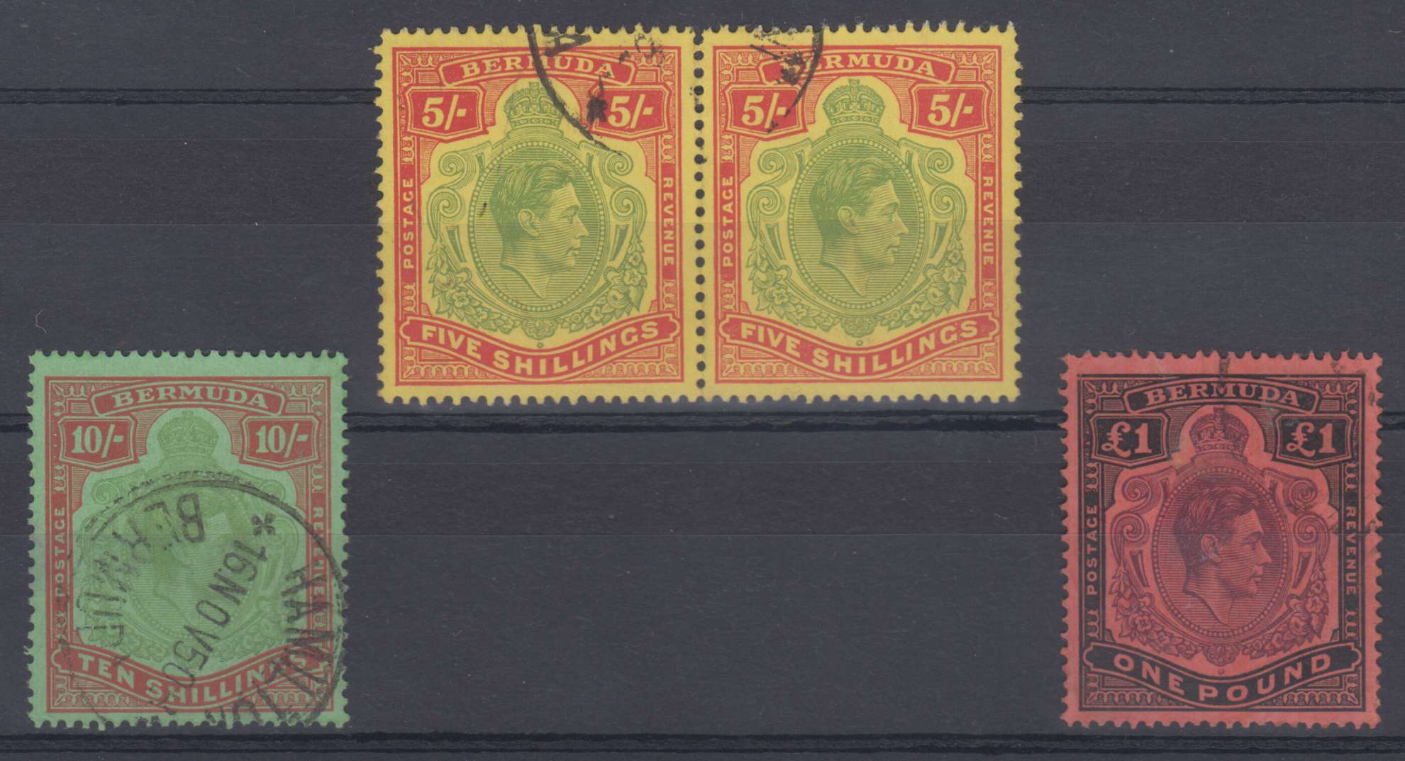 Bermuda 1938 — Scott 125 pair, 126a (perf 14) & 128b