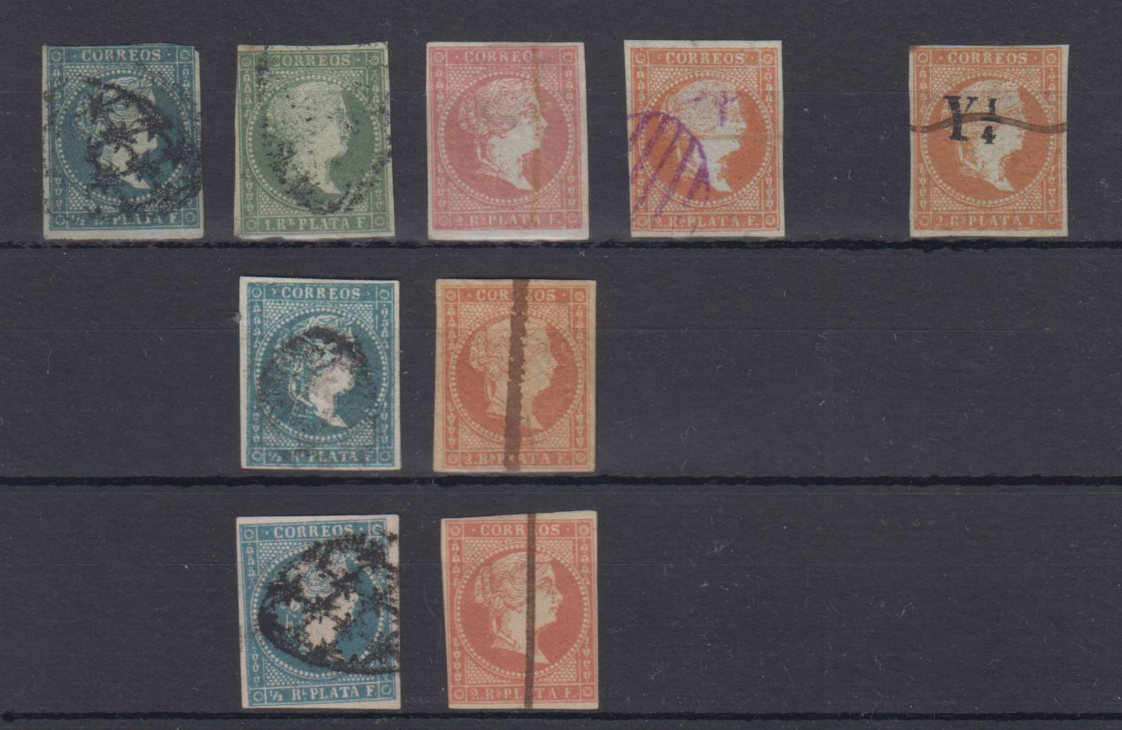 Cuba 1855 — Scott 1-4, 9, 11-12 & 14-15