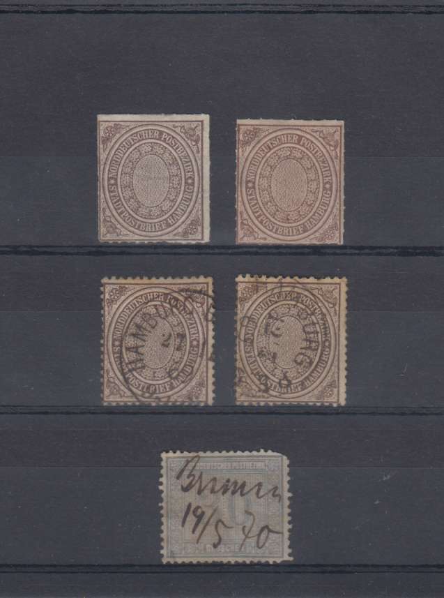 Germany 1868 — Scott 12, 12a, 24 (2x) & 26 top value