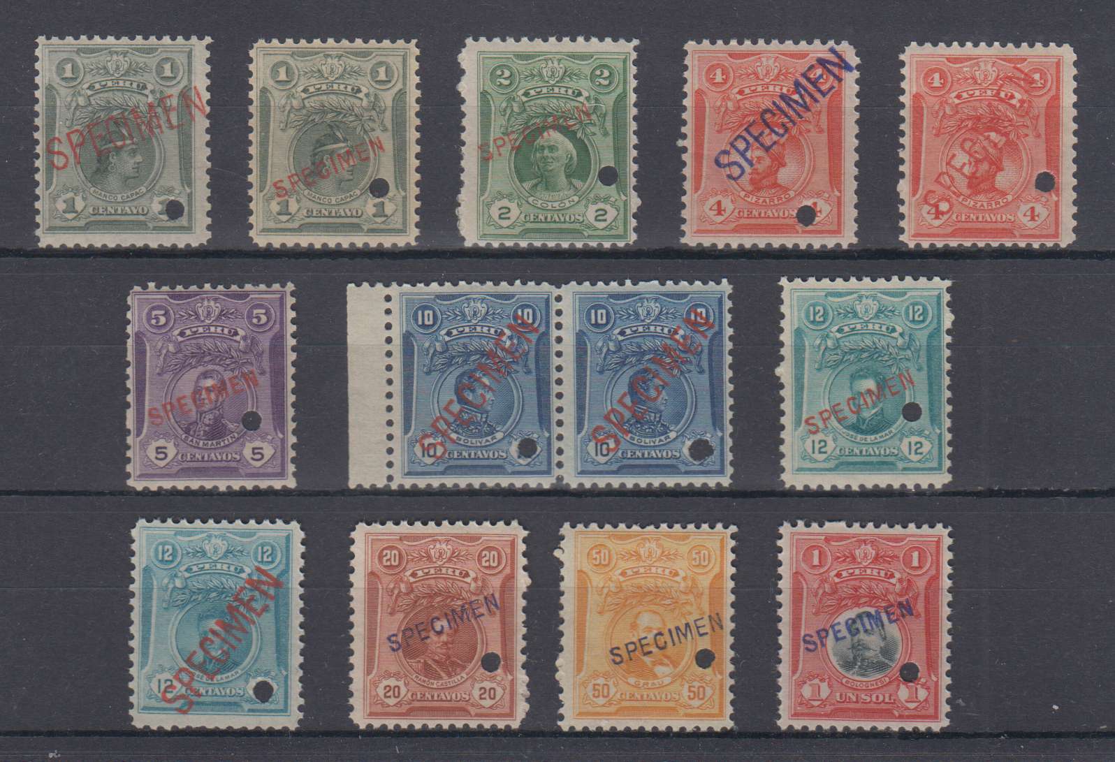 Peru 1909 — Scott 177-185