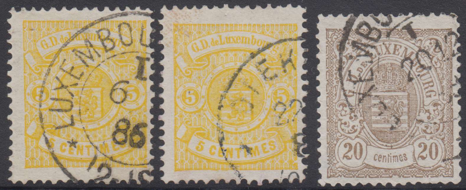 Luxembourg 1880 — Scott 42 (2x) & 45