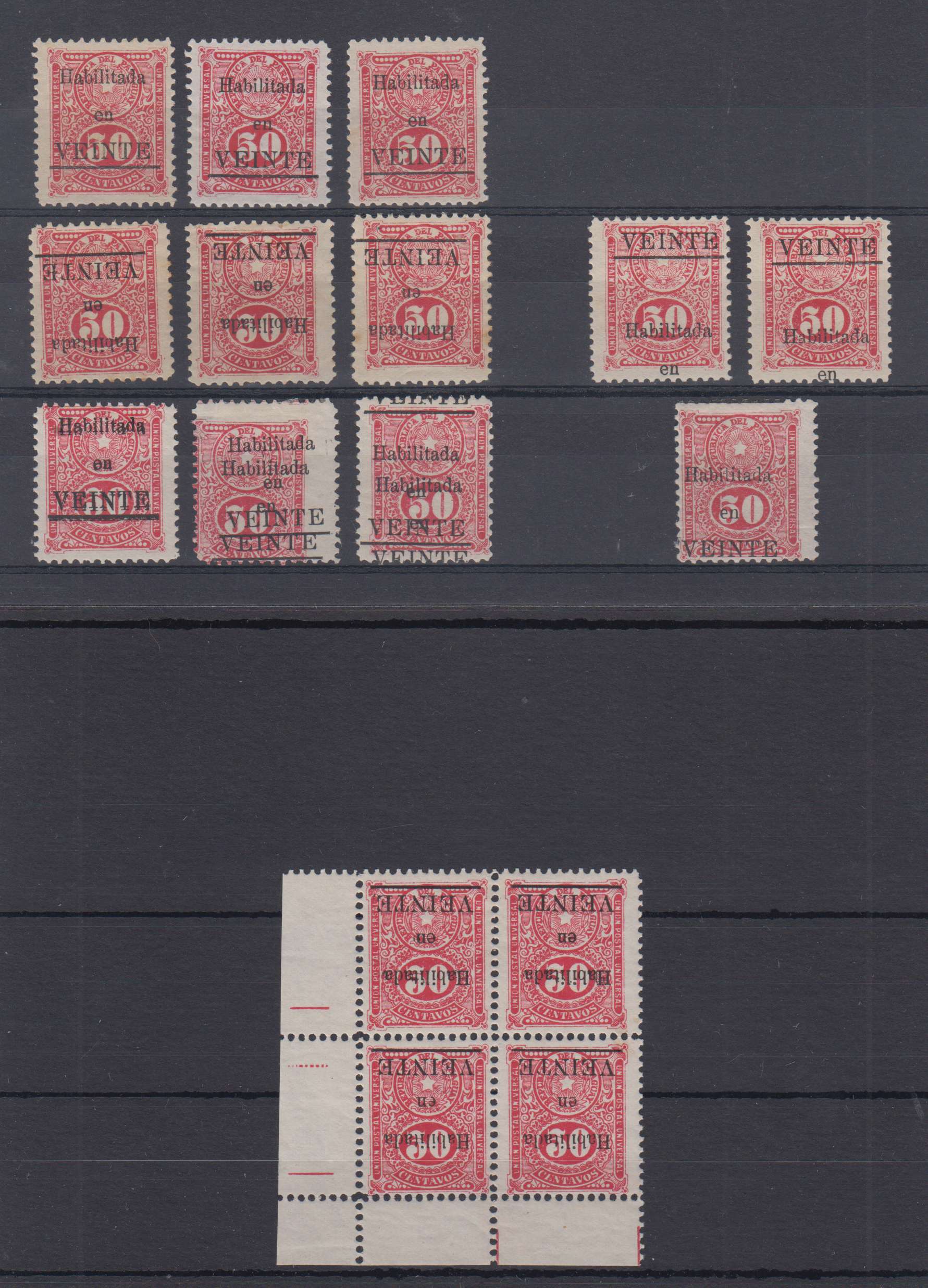 Paraguay 1912 — Scott 208, 208a, 208b, 208c & Unrecorded