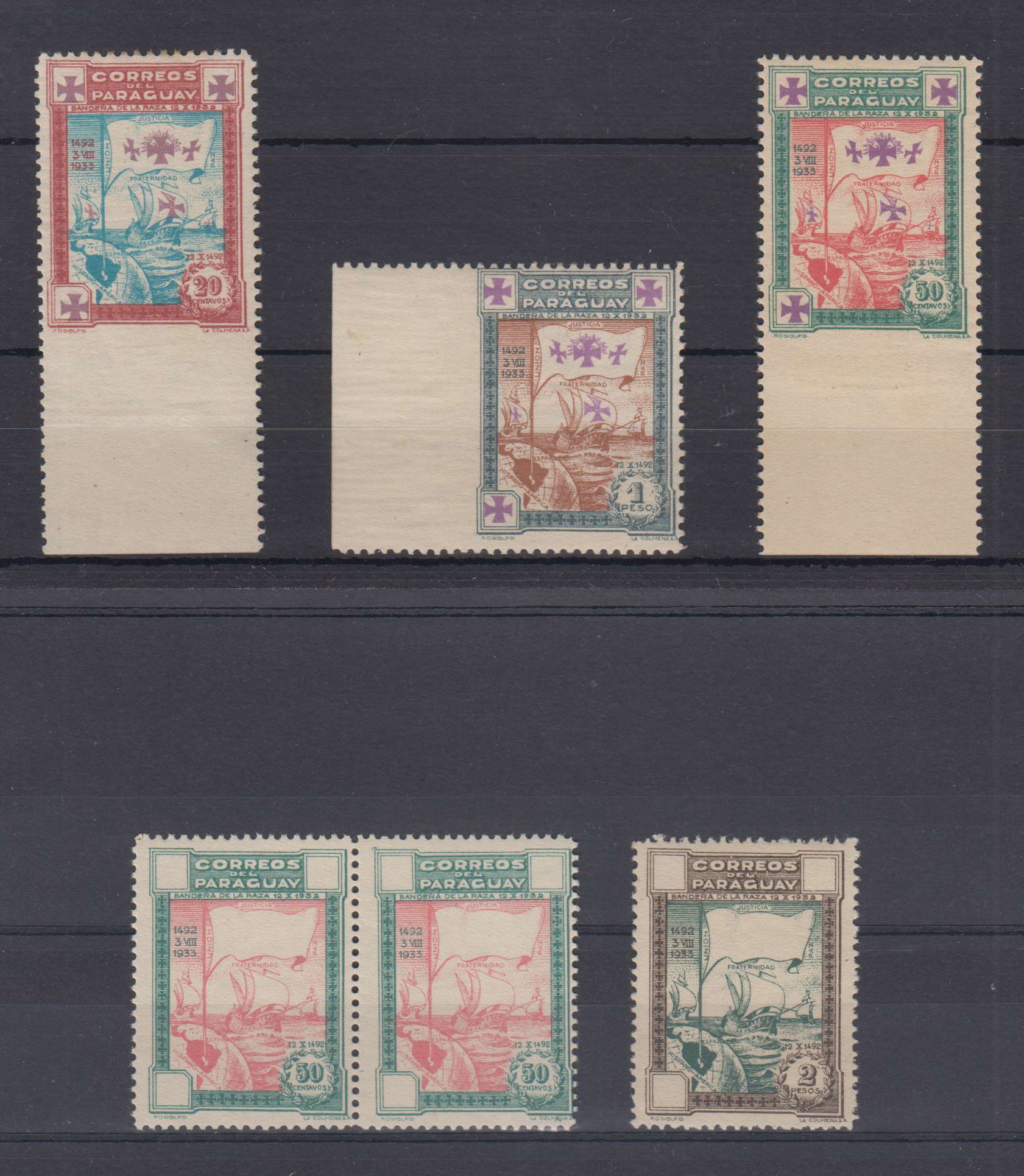 Paraguay 1933 — Flag of the race & Columbus