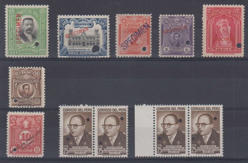 Peru 1900 — Scott 160, 165, 179-180, 237, 467, J56 & Ra28