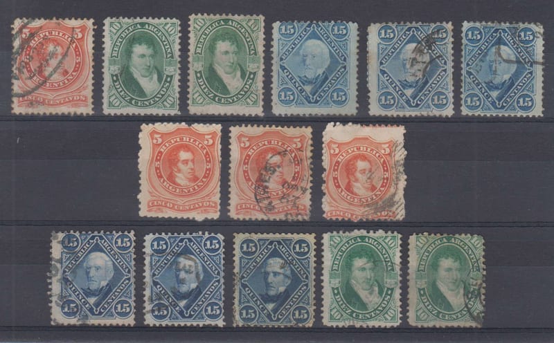 Argentina 1867 — Scott 18-21 & 27