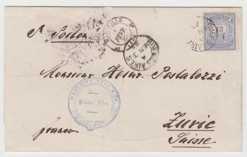Argentina 1883 — Letter sheet to Zurich